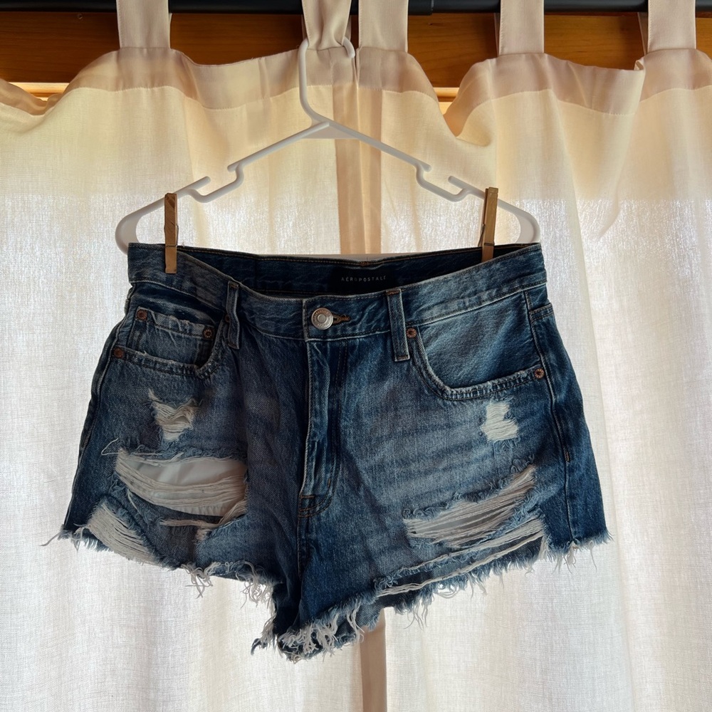 Aeropostale Blue Jean Shorts Distressed Cut-Off